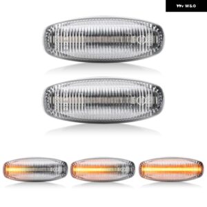 トヨタ ヤリス ヴィオス 2014-2019 クリアスモークレンズ LED サイドマーカーランプ アンバー フェンダー ウィンカーライト 2個 - Clear Dynamic Amber