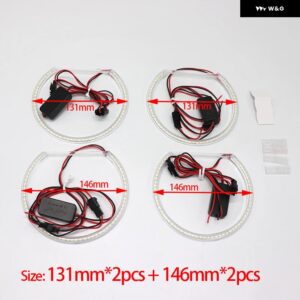ホワイトリング SMD ライト LED エンジェルアイキット BMW 3 5 7シリーズ E36 E46 E39 E38 730IL 735I 320I 540I カー スタイリング 131MM 146MM - White 2x131and 2x146
