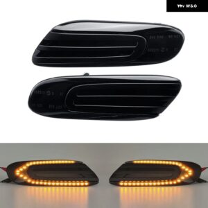 MINI COOPER F55 F56 F57 2014-2017 クリアイエロースモークレンズ LEDサイドマーカーランプ フェンダーウィンカー ダイナミック アンバー ライト - Smoked Normal Amber