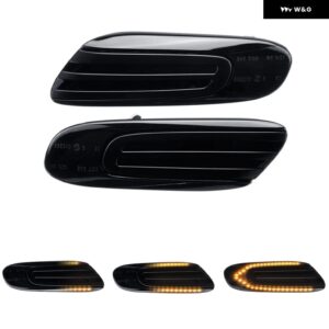 MINI COOPER F55 F56 F57 2014-2017 クリアイエロースモークレンズ LEDサイドマーカーランプ フェンダーウィンカー ダイナミック アンバー ライト - Smoked Dynamic Amber