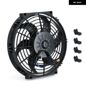 10インチ スリムファン 電動 ラジエーター 冷却 12V 800CFM 8ブレード プッシュ プルタイプ マウント キット 汎用 フィットメント JR-FAN10 - black