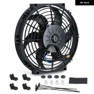 10インチ スリムファン 電動 ラジエーター 冷却 12V 800CFM 8ブレード プッシュ プルタイプ マウント キット 汎用 フィットメント JR-FAN10 - with mounting kit