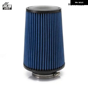 HUBSPORTS 3インチ 汎用 クロームインレット ロングコールドインテーク ラウンドコーン エア フィルター HU-AF002G - Blue