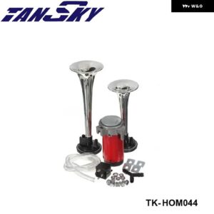 シルバー/レッド ラウド 12V 135DB ツイントランペット エアホーン コンプレッサーセット キット 車 ボート トラック フォード マスタング 05-10 V8 ZAP - Silver