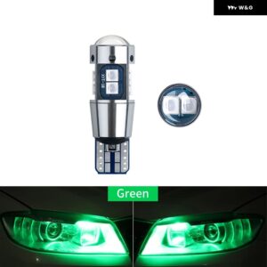 10個超高輝度T10 W5W LED 電球 CANバス 3030 10SMD オートウェッジライト ターンサイド 電球 室内読書灯 6000K 12V - Green