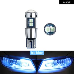 10個超高輝度T10 W5W LED 電球 CANバス 3030 10SMD オートウェッジライト ターンサイド 電球 室内読書灯 6000K 12V - Ice Blue