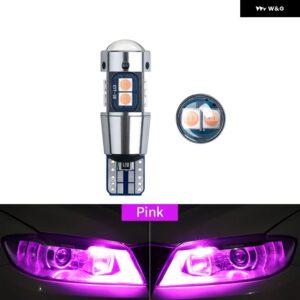 10個超高輝度T10 W5W LED 電球 CANバス 3030 10SMD オートウェッジライト ターンサイド 電球 室内読書灯 6000K 12V - PInk