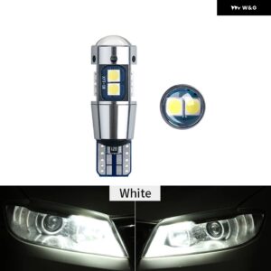 10個超高輝度T10 W5W LED 電球 CANバス 3030 10SMD オートウェッジライト ターンサイド 電球 室内読書灯 6000K 12V - WHITE