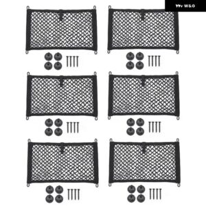 25X45CM 車用カーゴ オーガナイザー 収納 伸縮性メッシュネット ホルダー 4フック パーツカーゴ バン モーターホーム モバイルホーム キャラバン ボート - 6pcs