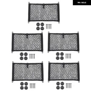 25X45CM 車用カーゴ オーガナイザー 収納 伸縮性メッシュネット ホルダー 4フック パーツカーゴ バン モーターホーム モバイルホーム キャラバン ボート - 5PCS