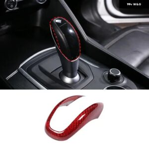 ABSカーボン スタイル 車内装ギア シフター ノブ フレーム カバー トリム アルファロメオ ステルヴィオジュリア2017-2019 インテリア アクセサリー - Red Dry Carbon