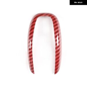 ABSカーボン スタイル 車内装ギア シフター ノブ フレーム カバー トリム アルファロメオ ステルヴィオジュリア2017-2019 インテリア アクセサリー - ABS Red