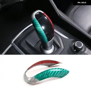 ABSカーボン スタイル 車内装ギア シフター ノブ フレーム カバー トリム アルファロメオ ステルヴィオジュリア2017-2019 インテリア アクセサリー - Tricolor Dry Carbon