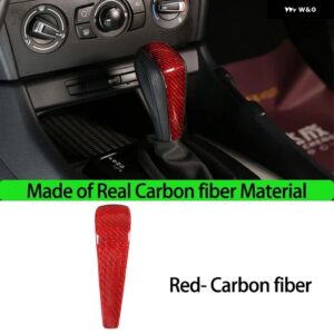 カーボンルック インテリア ギア シフト ノブヘッドカバー 装飾 トリム BMW 3 5シリーズX3 X5 E60 E61 E90 E83 E53 E87 E92 - Dry Red Carbon