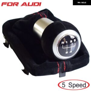 アウディ A3 S3 2001 2002 2003 車 マニュアル 5/6スピード スエードレザー ギア シフト ノブ レバー シフター ゲートル付き レザー ブーツ ケース - 5 Speed Black