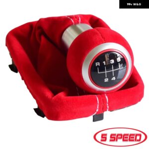 アウディ A3 S3 2001 2002 2003 車 マニュアル 5/6スピード スエードレザー ギア シフト ノブ レバー シフター ゲートル付き レザー ブーツ ケース - 5 Speed Red