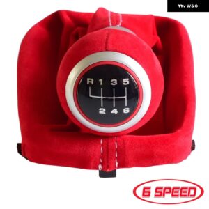 アウディ A3 S3 2001 2002 2003 車 マニュアル 5/6スピード スエードレザー ギア シフト ノブ レバー シフター ゲートル付き レザー ブーツ ケース - 6 Speed Red