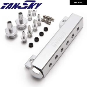 真空 マニホールド キット ターボブーストインテーク マニホールド 1/8インチ NPT 6ポート SAAB TK-01SYG - Silver