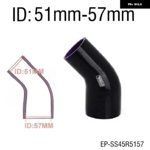 4プライシリコン 45度エルボ リデューサーホース ブラック 51-57/51-63/51-70/57-63MM ホンダ シビック EP-SS45R - ID 51mm-57mm