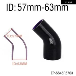 4プライシリコン 45度エルボ リデューサーホース ブラック 51-57/51-63/51-70/57-63MM ホンダ シビック EP-SS45R - ID 57mm-63mm