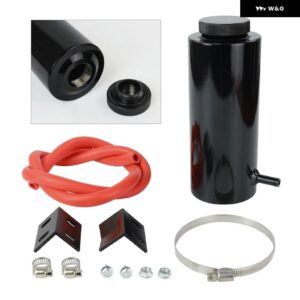 汎用 シリンダー ラジエーター クーラント オーバーフロー 拡張タンク 1/16通気孔付き冷却キャッチボトル リザーバー アルミ800ML - black