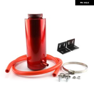 汎用 シリンダー ラジエーター クーラント オーバーフロー 拡張タンク 1/16通気孔付き冷却キャッチボトル リザーバー アルミ800ML - Red