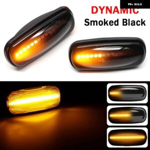車用ダイナミックフローティングウォーターLEDサイド マーカーライト ランドローバー ディスカバリー2 1999-2004 ディフェンダー フリーランダー1 1997-2005 - smoked black
