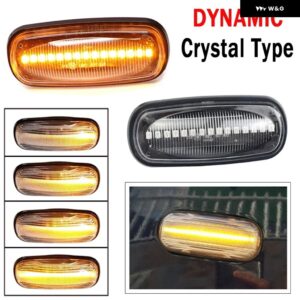 車用ダイナミックフローティングウォーターLEDサイド マーカーライト ランドローバー ディスカバリー2 1999-2004 ディフェンダー フリーランダー1 1997-2005 - Crystal Type