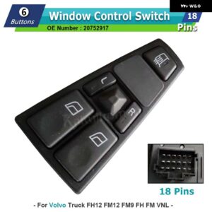 20752918 20752914 車用電動パワーウィンドウ コントロール スイッチ ボタン 20752915 ボルボ FH12 FM12 FM9 FH FM VNL 2004-2012 - 20752917-18Pins
