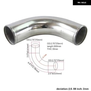 90度 70MM -80MM /2.75-3.15インチ アルミ T6063 インタークーラー吸気ターボ パイプ 配管 チューブ ホース L=300MM 汎用 - 70mm