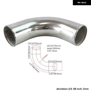90度 70MM -80MM /2.75-3.15インチ アルミ T6063 インタークーラー吸気ターボ パイプ 配管 チューブ ホース L=300MM 汎用 - 76mm