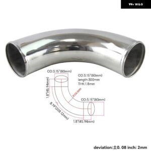 90度 70MM -80MM /2.75-3.15インチ アルミ T6063 インタークーラー吸気ターボ パイプ 配管 チューブ ホース L=300MM 汎用 - 80mm