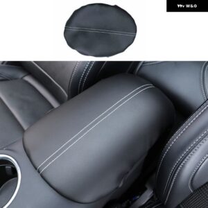 フォード マスタング 2024 2025 カーアクセサリー ABS センター コンソール アームレスト TPU マイクロファイバー レザーケースカバー - black